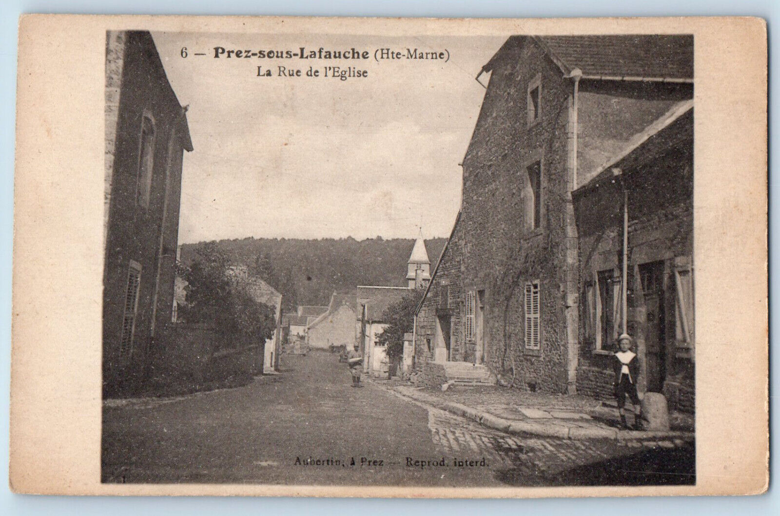 Prez-Seus-Lafauche Haute-Marne Grand Est France Postcard Church Street c1910