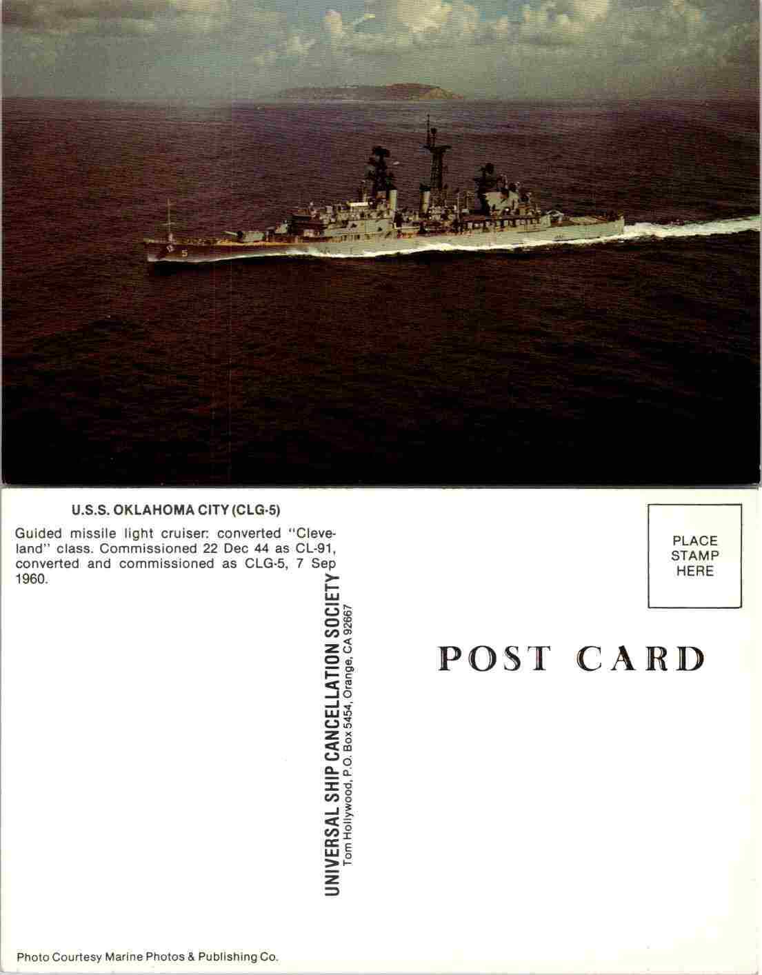 Vintage Postcard - USS Oklahoma City CLG-5 Light Cruiser