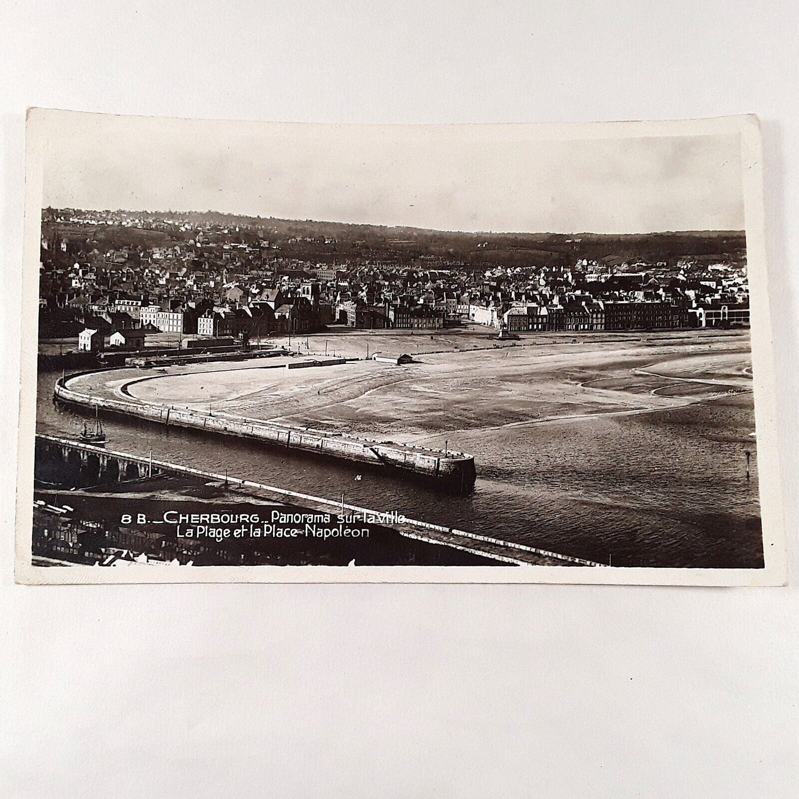 Cherbourg France -Napoleon Square- Bird's Eye City & Beach Postcard Posted 1910
