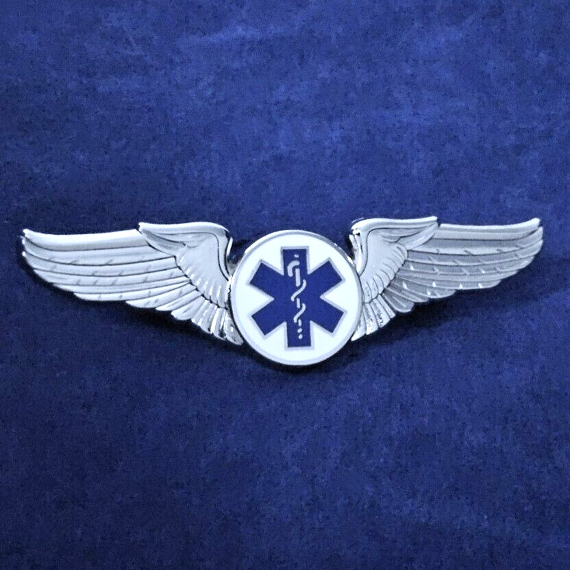 MEDICAL FLIGHT WING PIN, Item #1404: Silver color plated finish, 3