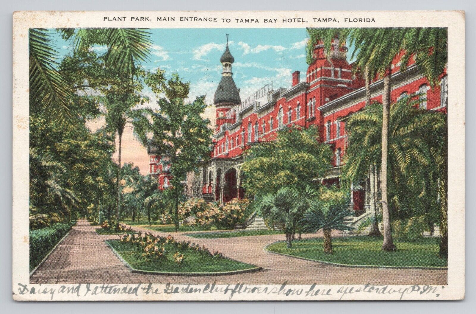 Postcard Plant Park Main Entrance To Tampa Bay Hotel Tampa Florida 1930