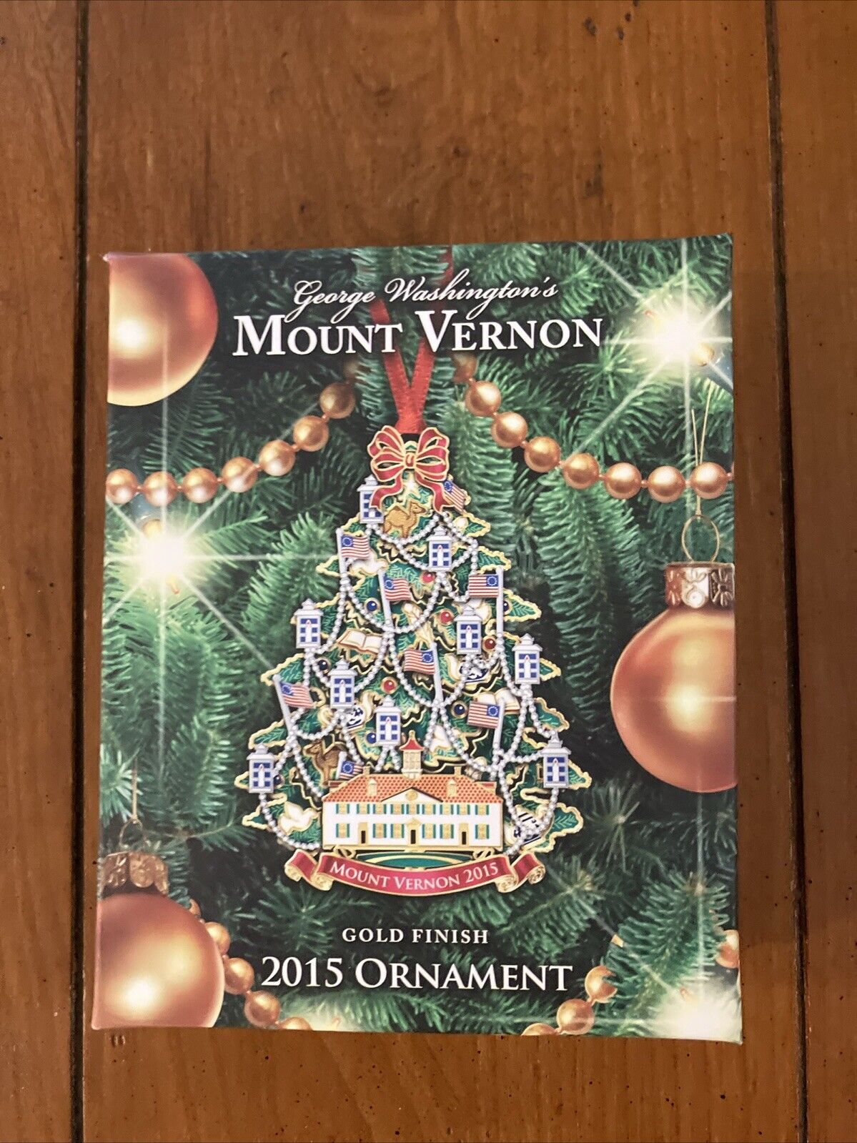 NEW George Washington’s Mount Vernon 2015 Gold Tone Christmas Ornament 