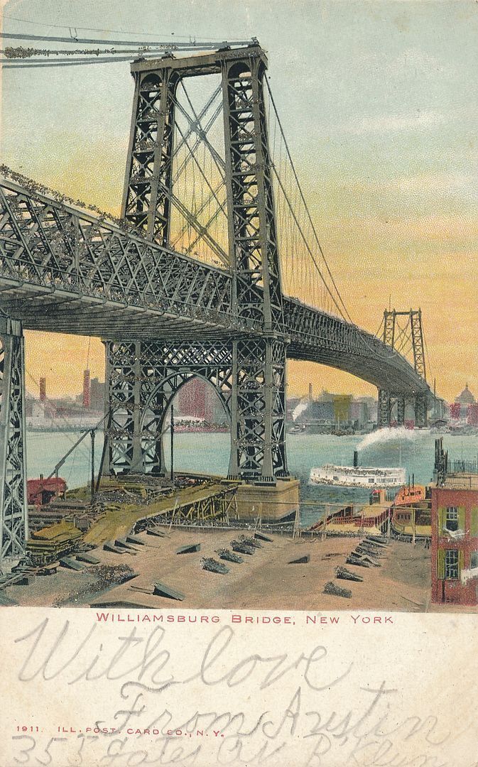 NEW YORK CITY - Williamsburg Bridge Glitter Covered Postcard - udb (pre 1908)