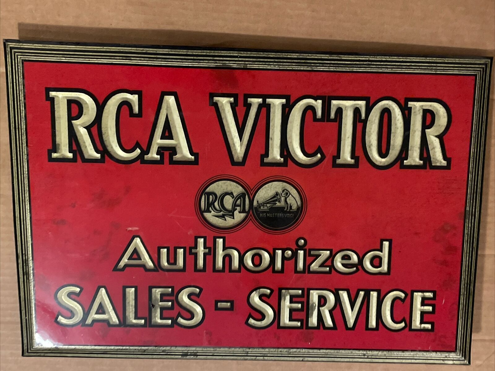 Vintage RCA Victor Sales Service Sign 13 X 19 Hanging Music Record Original Rare