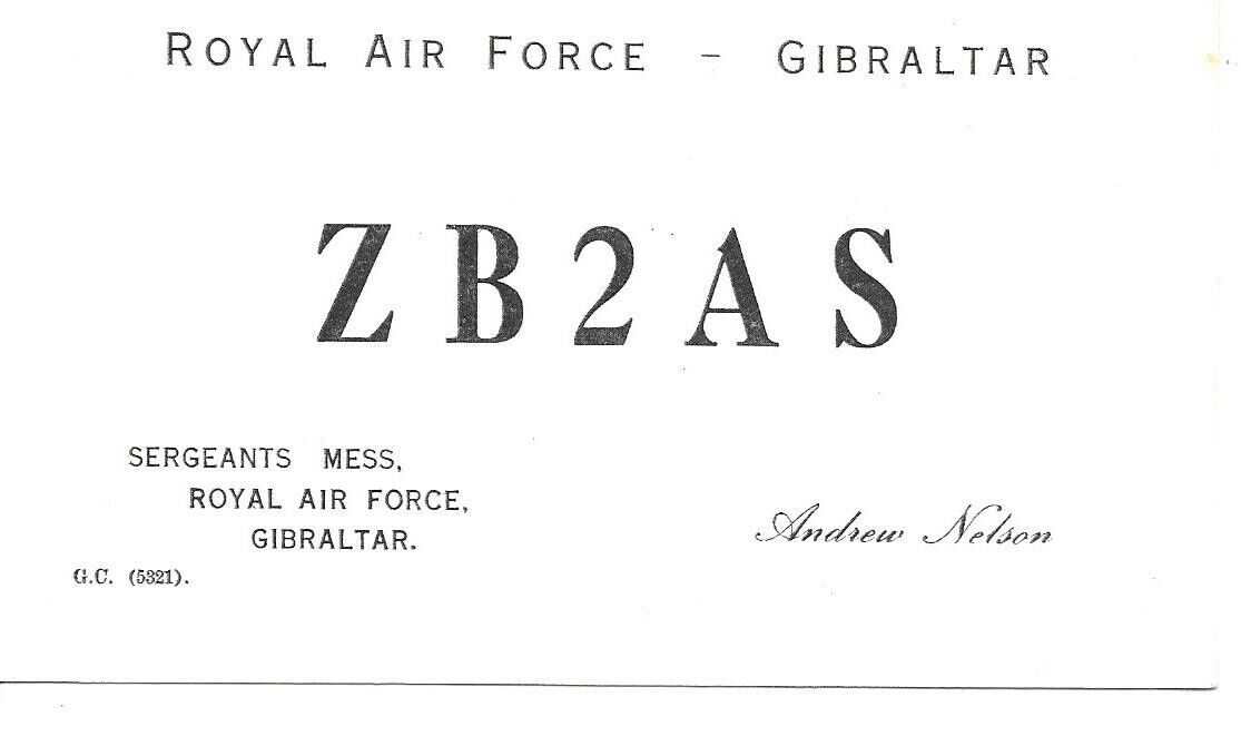 QSL 1966 Gibraltar RAF   radio card