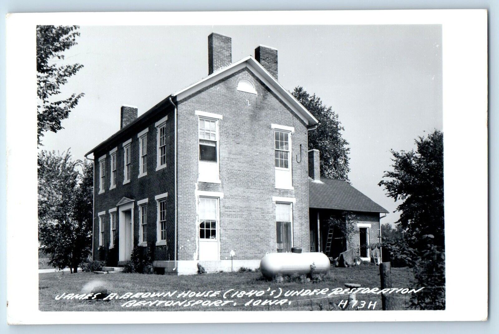 Bentonsport Iowa Postcard RPPC Photo James A Brown House Under Restoration 1967