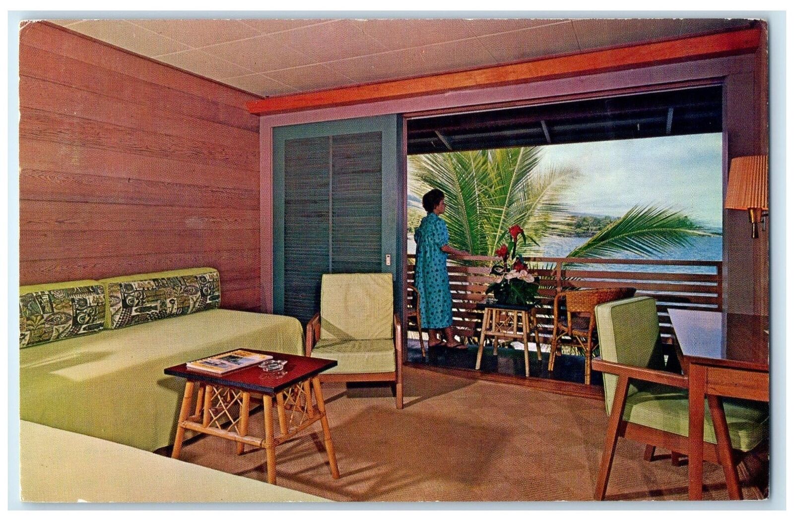 c1960's Waiaka Wing Inn Guest Room Kailua-Kona Hawaii HI Inter-Island Postcard