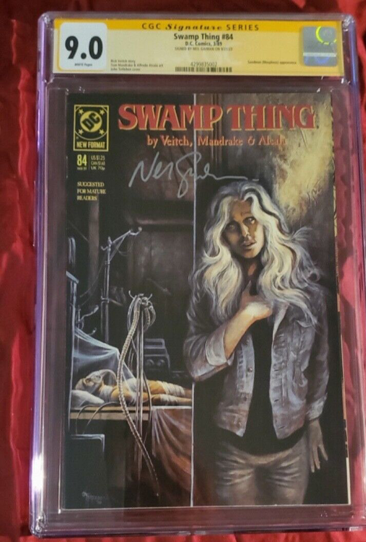 Swamp Thing 84 CGC 9.0. Signed Neil Gaiman. SANDMAN App. Death of Matthew Cable.