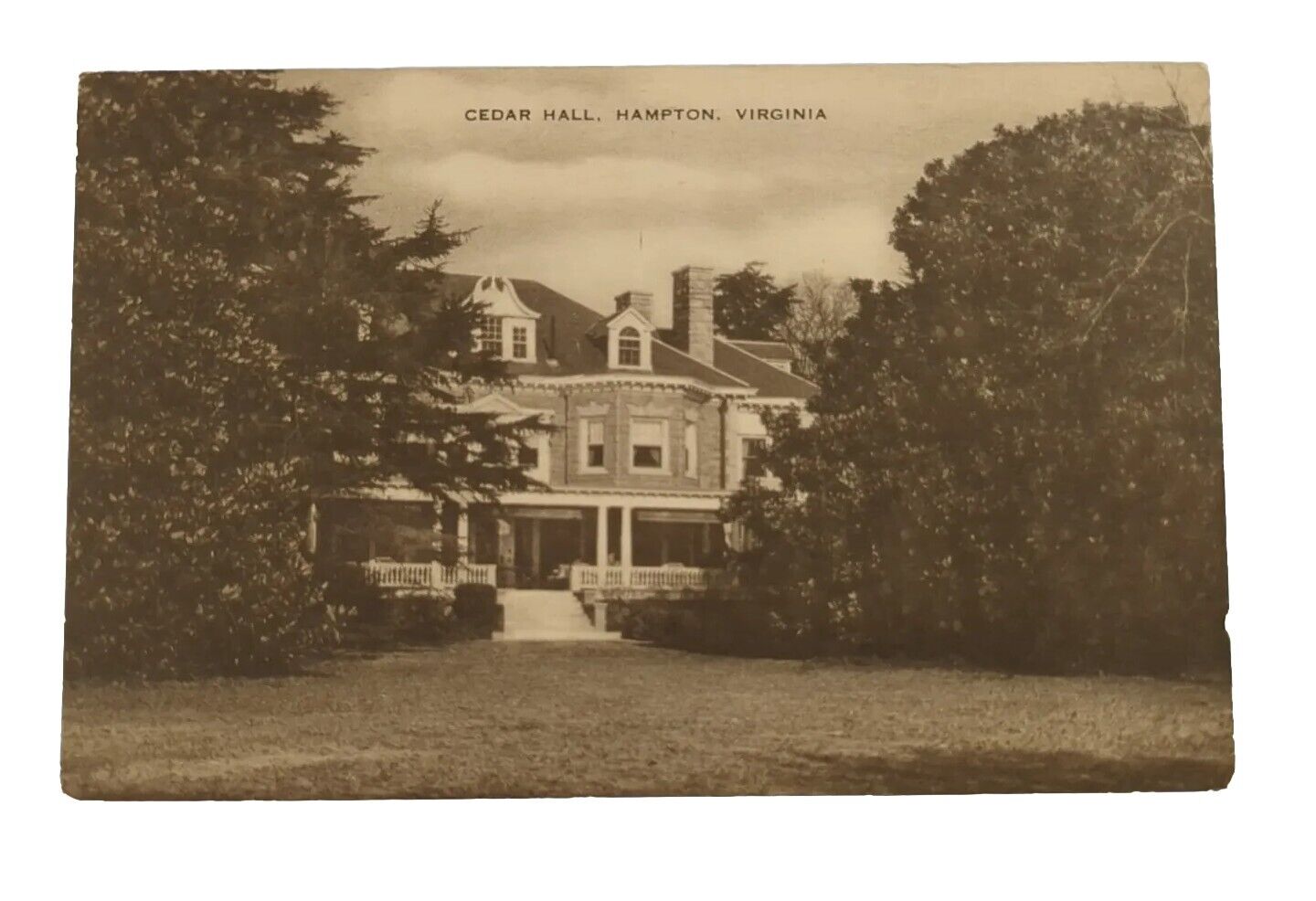 Vtg Cedar Hall Postcard Hampton VA Gilded Age Mansion Darling Estate Virginia