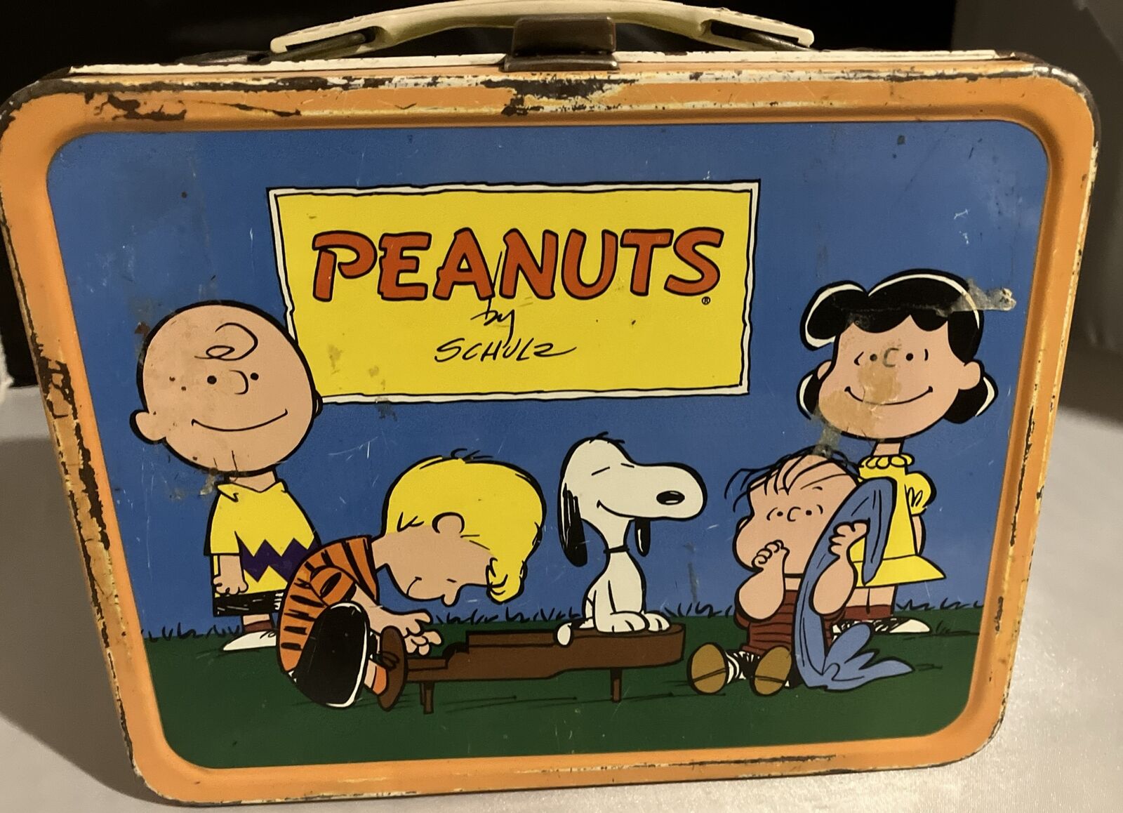 1959 PEANUTS Comic Strip Charlie Brown Snoopy Metal Lunch Box No Thermos Vintage