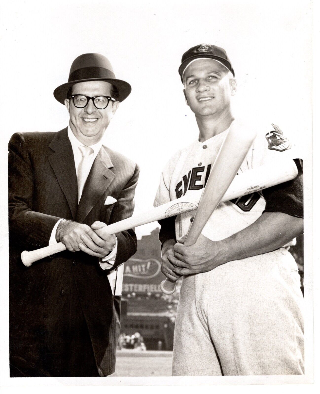 1958 Orig Photo Baseball AL ROSEN Cleveland Indians & PHIL SILVER Comedian 