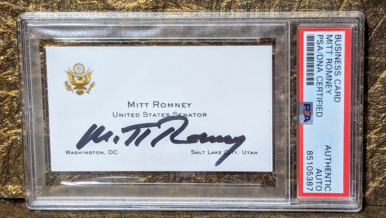 Senator Mitt Romney PSA/DNA Autographed Signed Gold Embossed Business Card