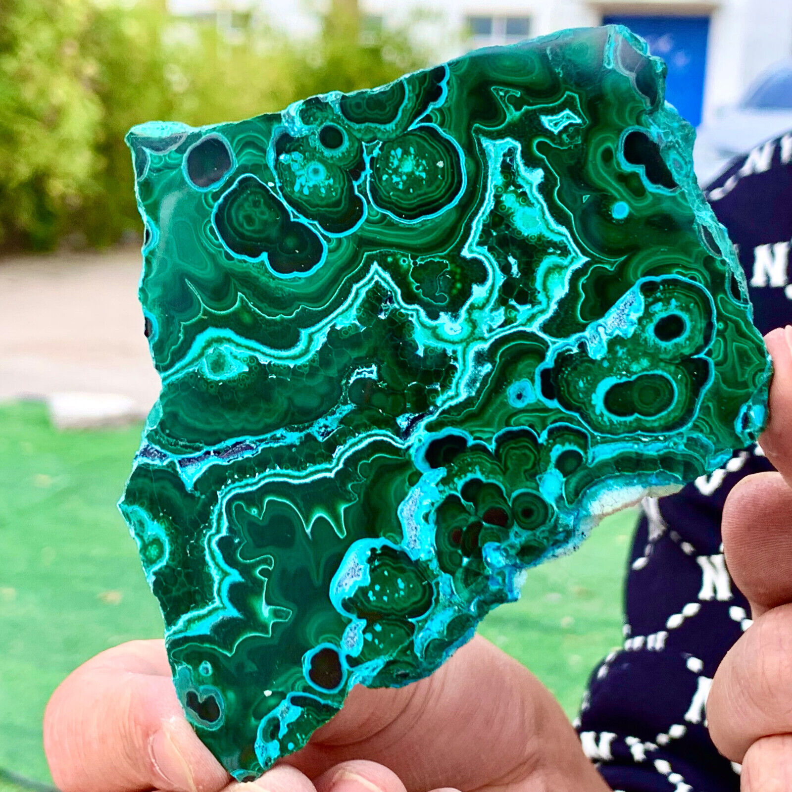 228G Natural chrysocolla/Malachite transparent cluster rough mineral sample