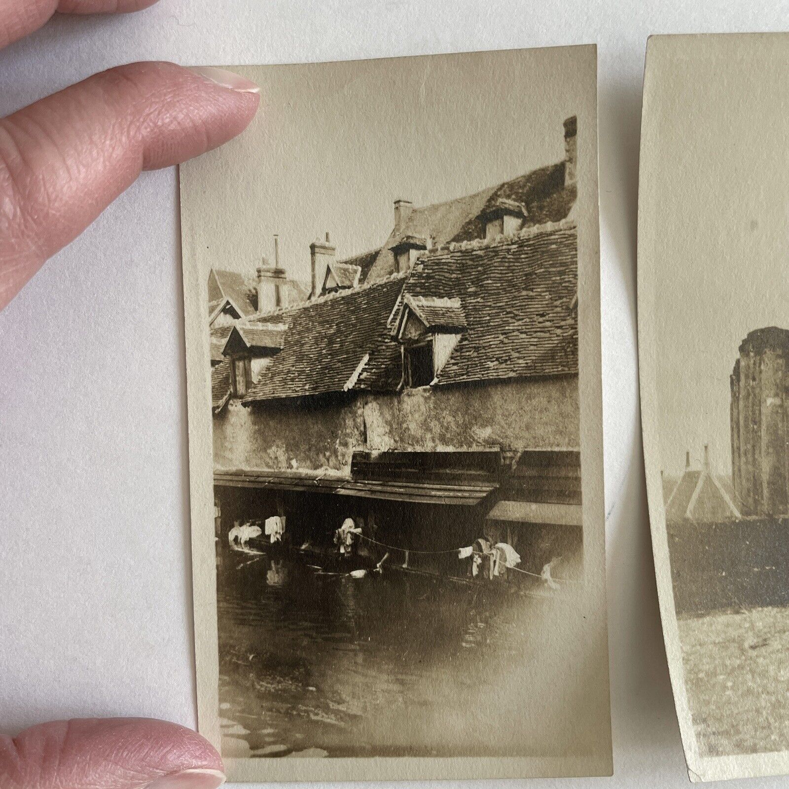 3 Original Photographs CHARTRES FRANCE Canal & Buildings ~ 1913 B&W Snapshots