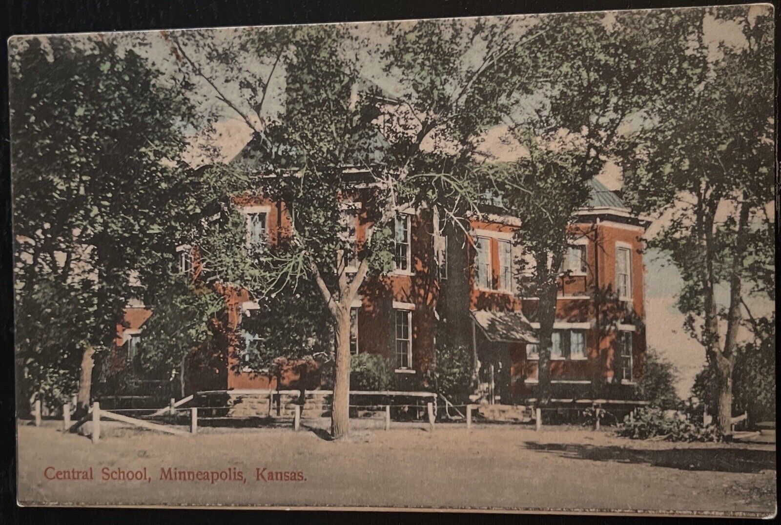 Central School Minneapolis Kansas KS 1910 Old Postcard