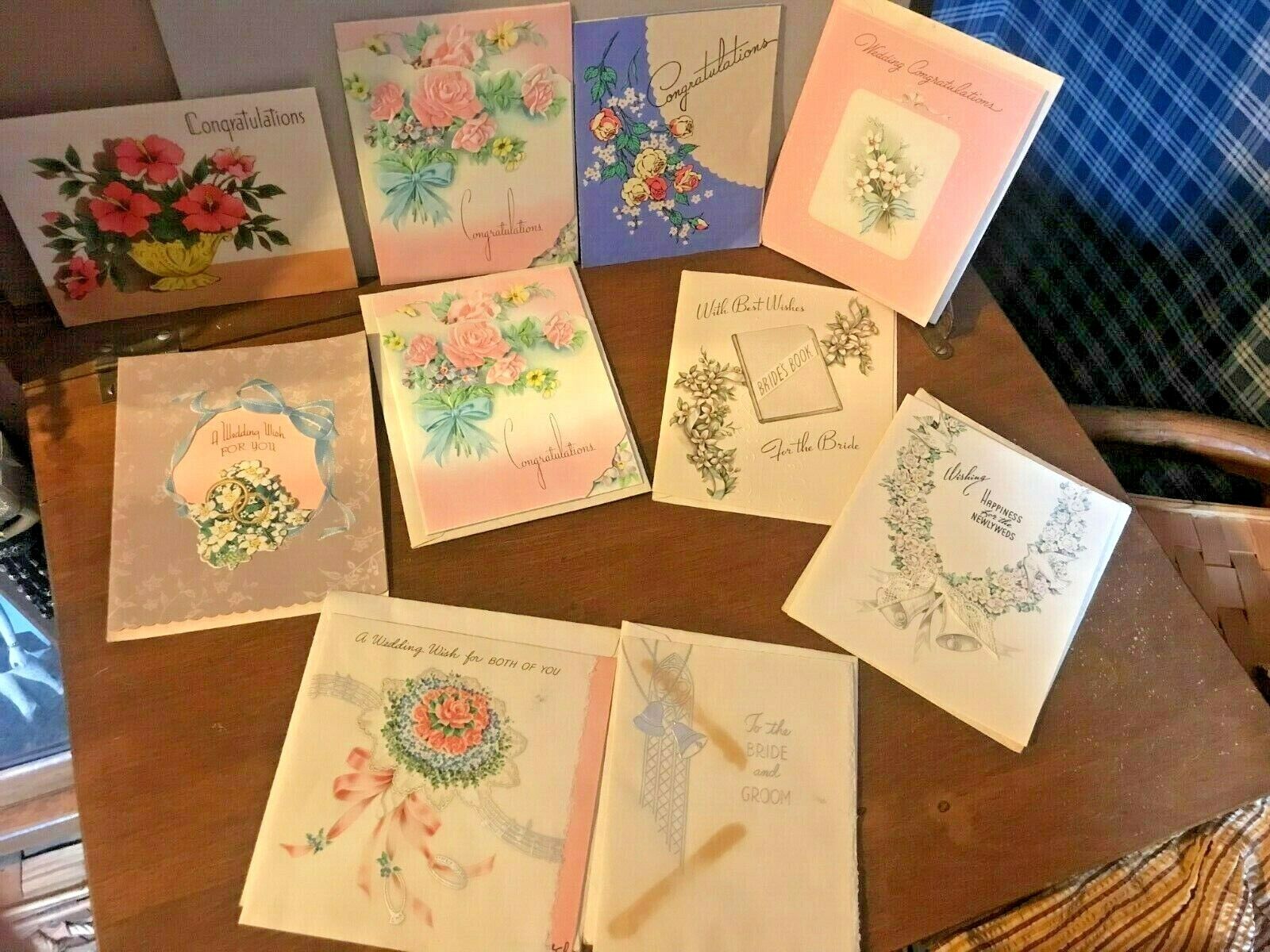 Vintage Paper 1940s Wedding Greeting Cards Lot of 10