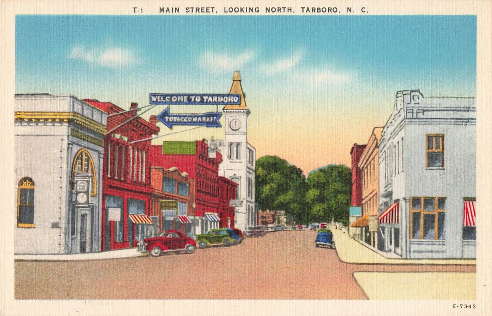 Tarboro North Carolina Postcard Main Street c1940s  U2*