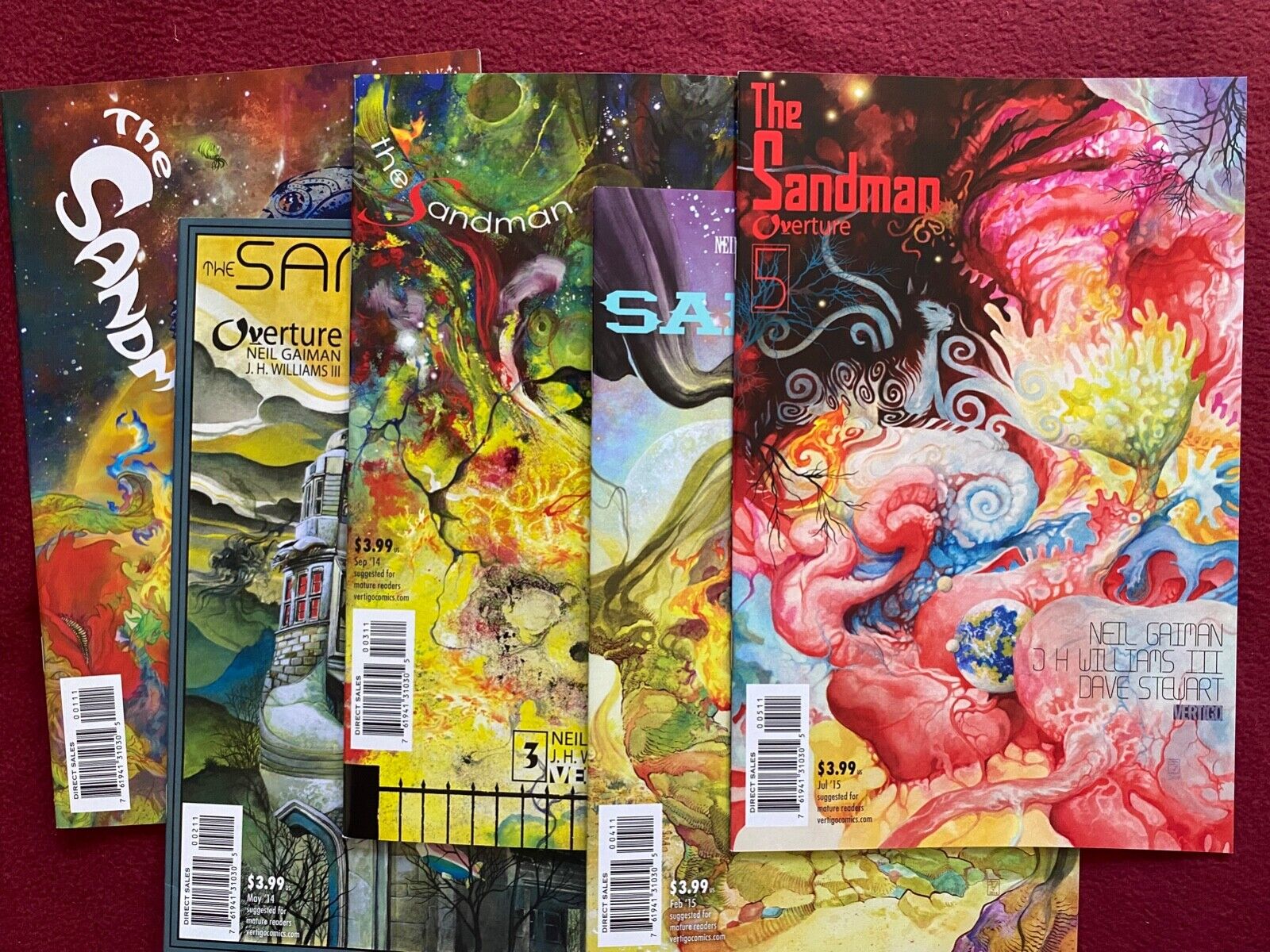 Sandman Overture #1-#5 Lot 5 Vertigo Comics, Neil Gaiman, Dave McKean, TRIPPY