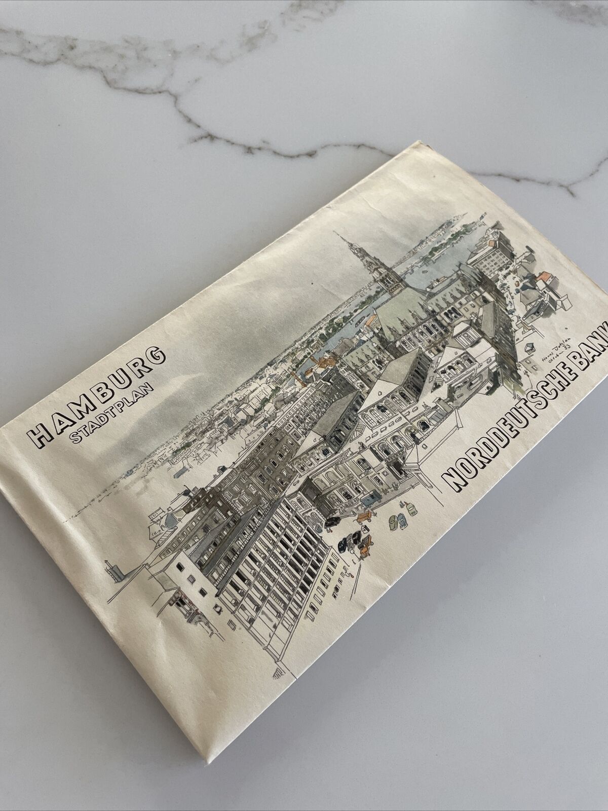Vintage 1953 Hamburg Stadtplan Norddeutsche Bank - Brochure / Map - Rare