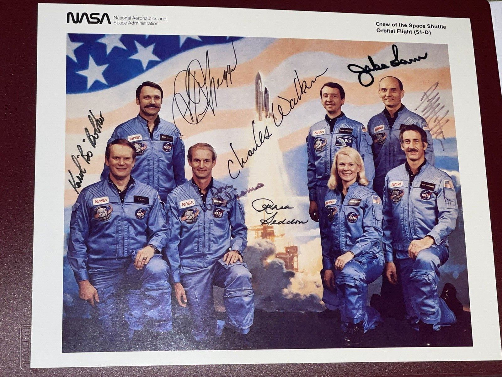 Signed by STS-51-D Crew Photograph **Beautiful condition**