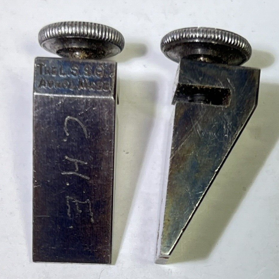Pair of Vintage The L.S.S. Co. Key Seat Rule Clamps, Starrett, Athol Mass.