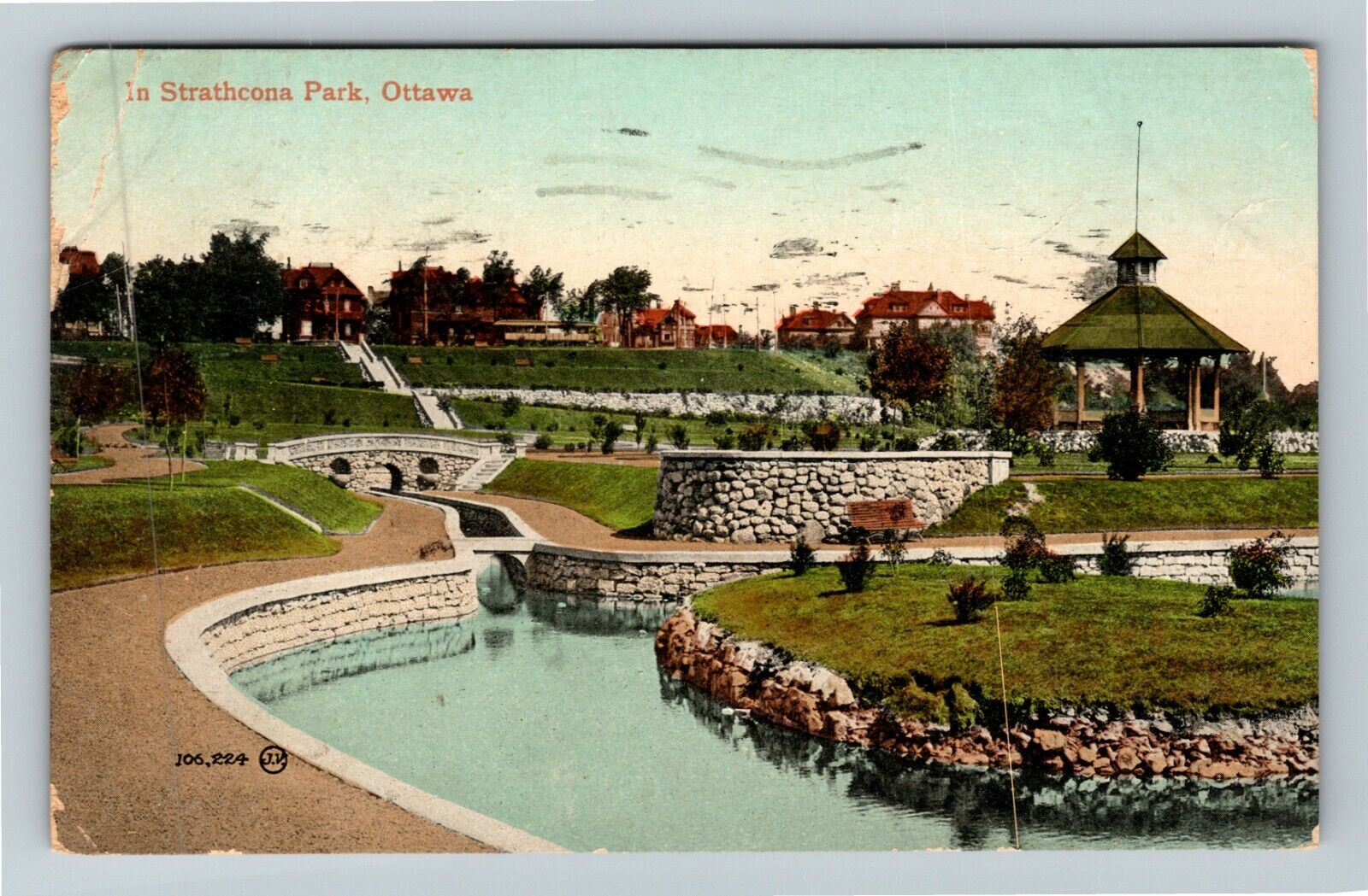Ottawa Canada, Strathcona Park, Lagoon, Scenic Walkway, c1912 Vintage Postcard