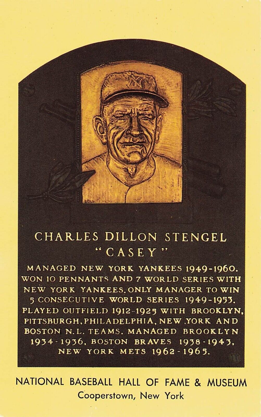 Casey Stengel Plaque, Baseball Hall of Fame, Cooperstown, New York