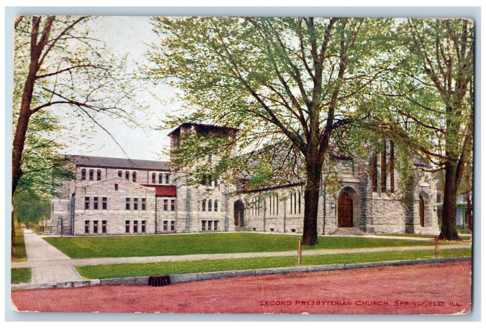 Springfield Illinois Postcard Second Presbyterian Church Exterior Building c1910