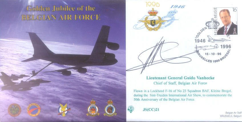 CC21c Belgian Air Force Lockheed F-16 cover signed Chief of Staff BAF 