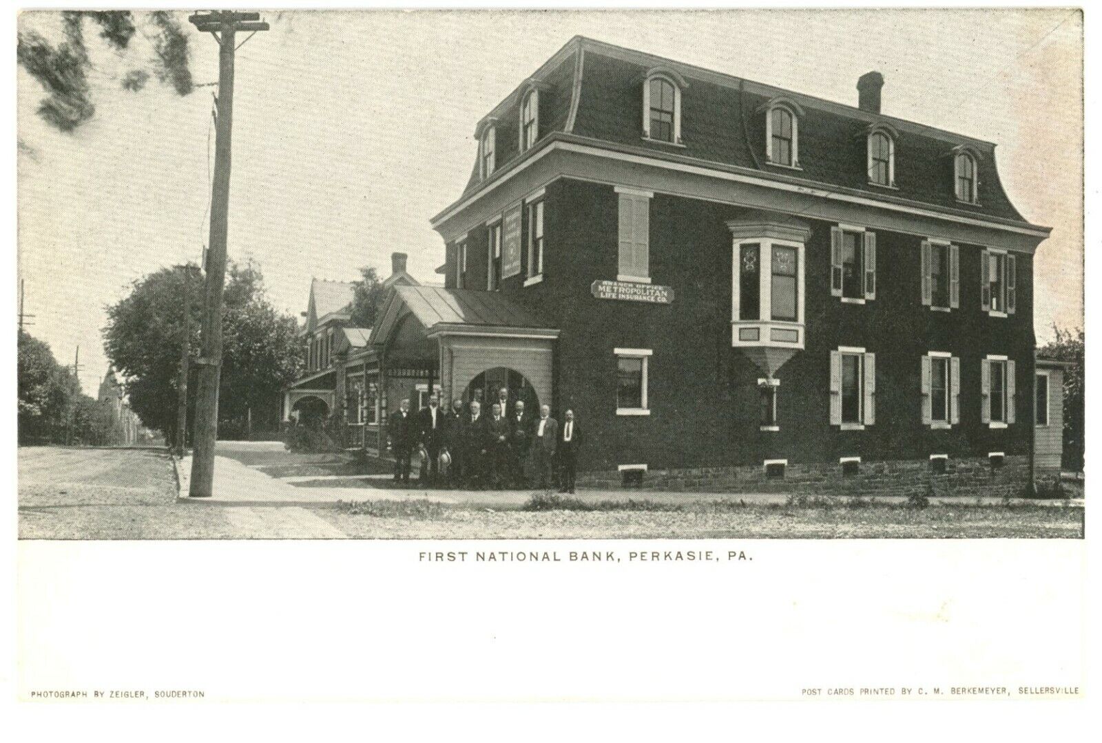 Group Photo Of Gentlemen At First National Bank Perkasie, Pennsylvania Postcard