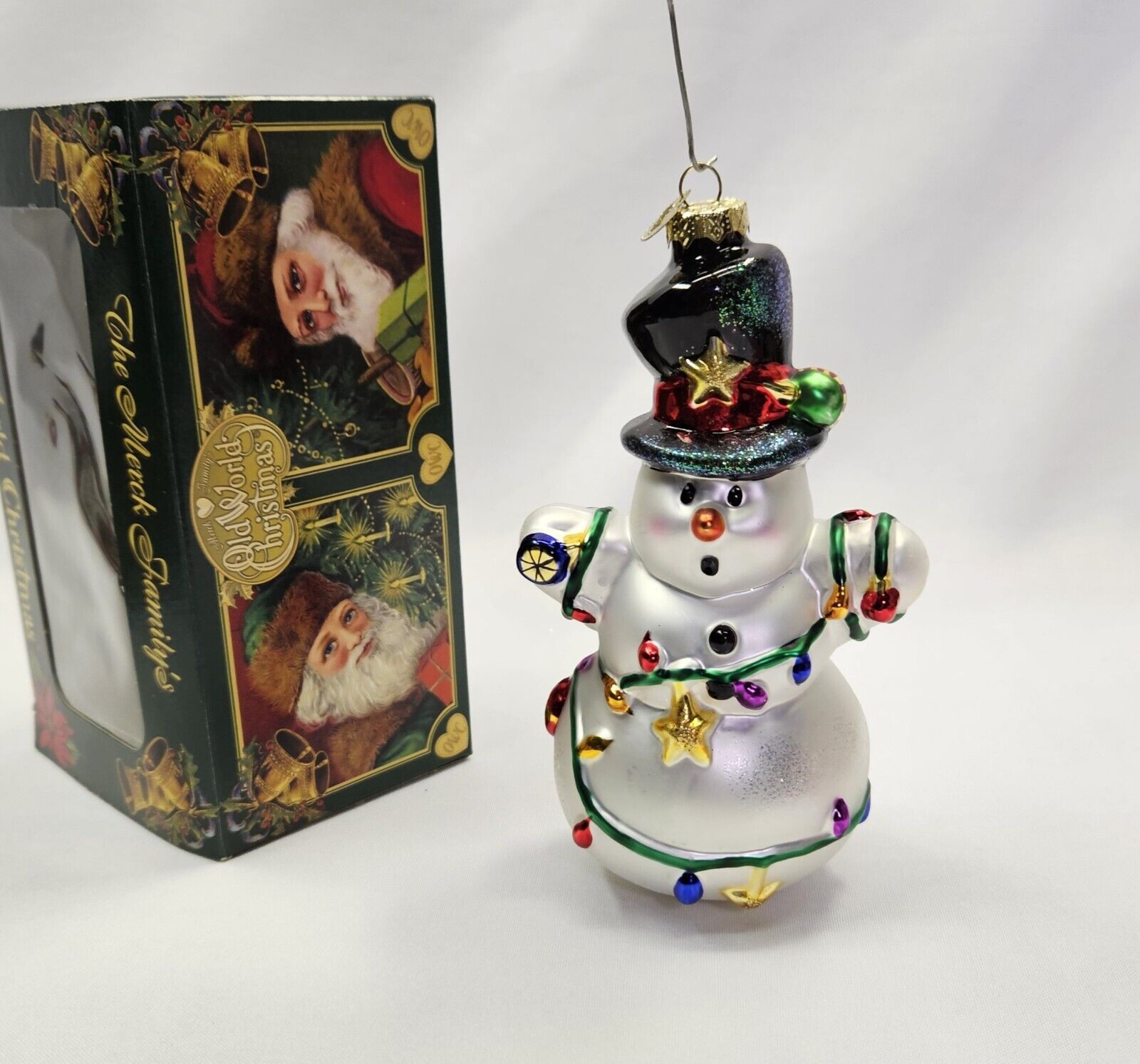 Merck Family\'s Old World Christmas OWC Snowman Claus Blown Glass Ornament Rare