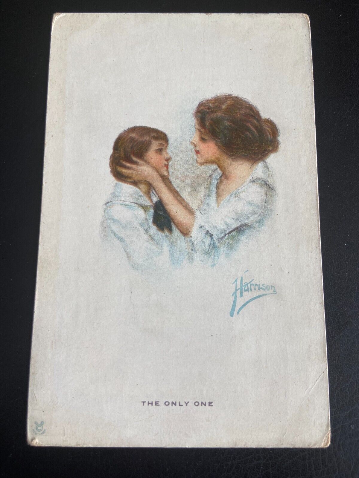 antique vintage Postcard Harrison Fisher mother and boy The Only One Love