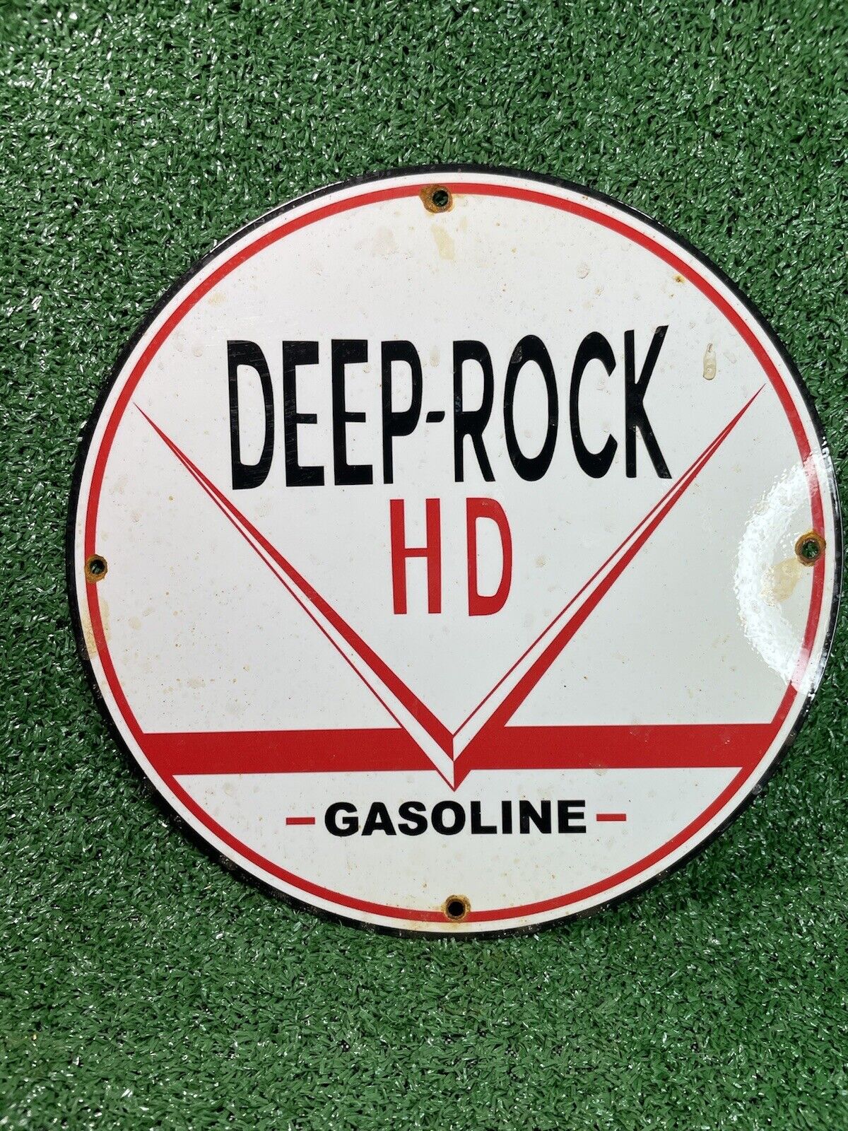 VINTAGE DEEP ROCK PORCELAIN SIGN HD GASOLINE GAS STATION ADVERTISING PUMP PLATE