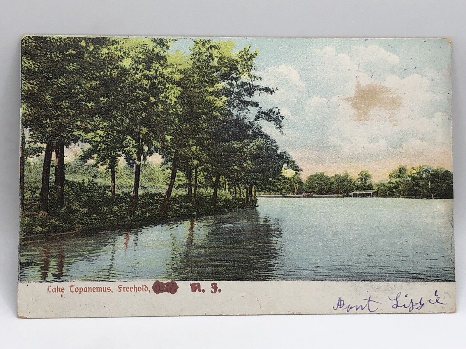 Postcard Freehold New Jersey Lake Topanemus 1907