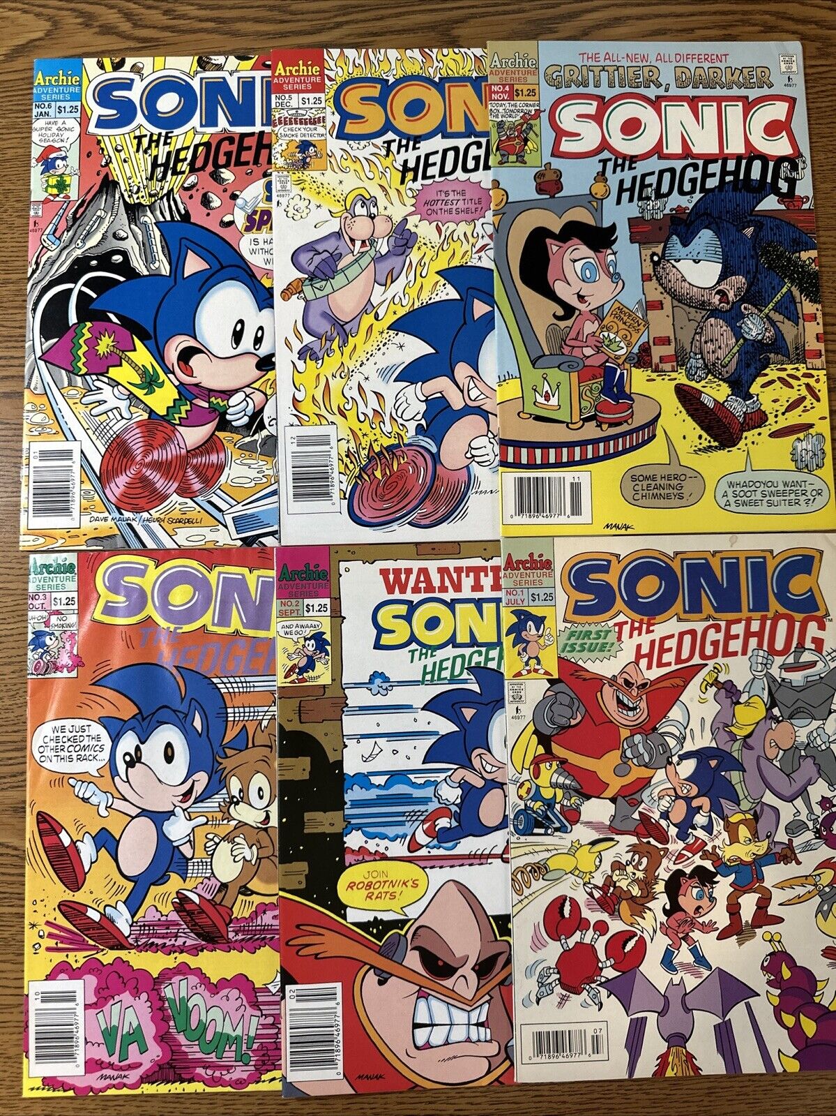 Sonic The Hedgehog #1 2 3 4 5 6 1993 Lot Set Run Series SEGA Mid grade *A5