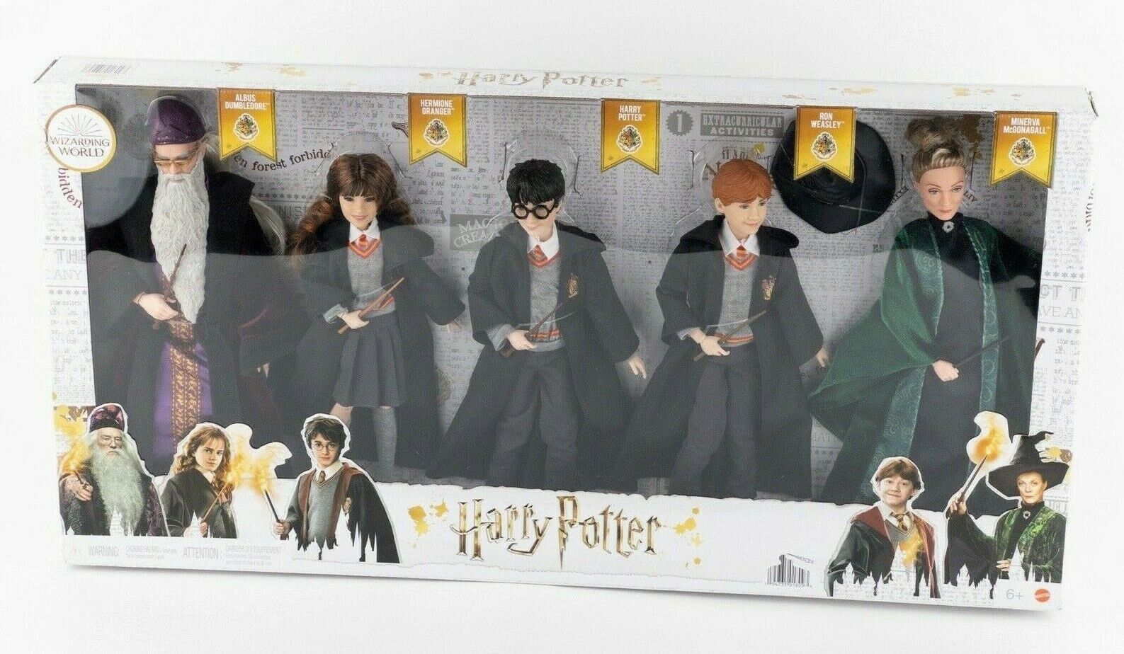 Harry Potter Mattel Doll Dumbledore Hermione Ron Wizarding World - Set of 5 NEW
