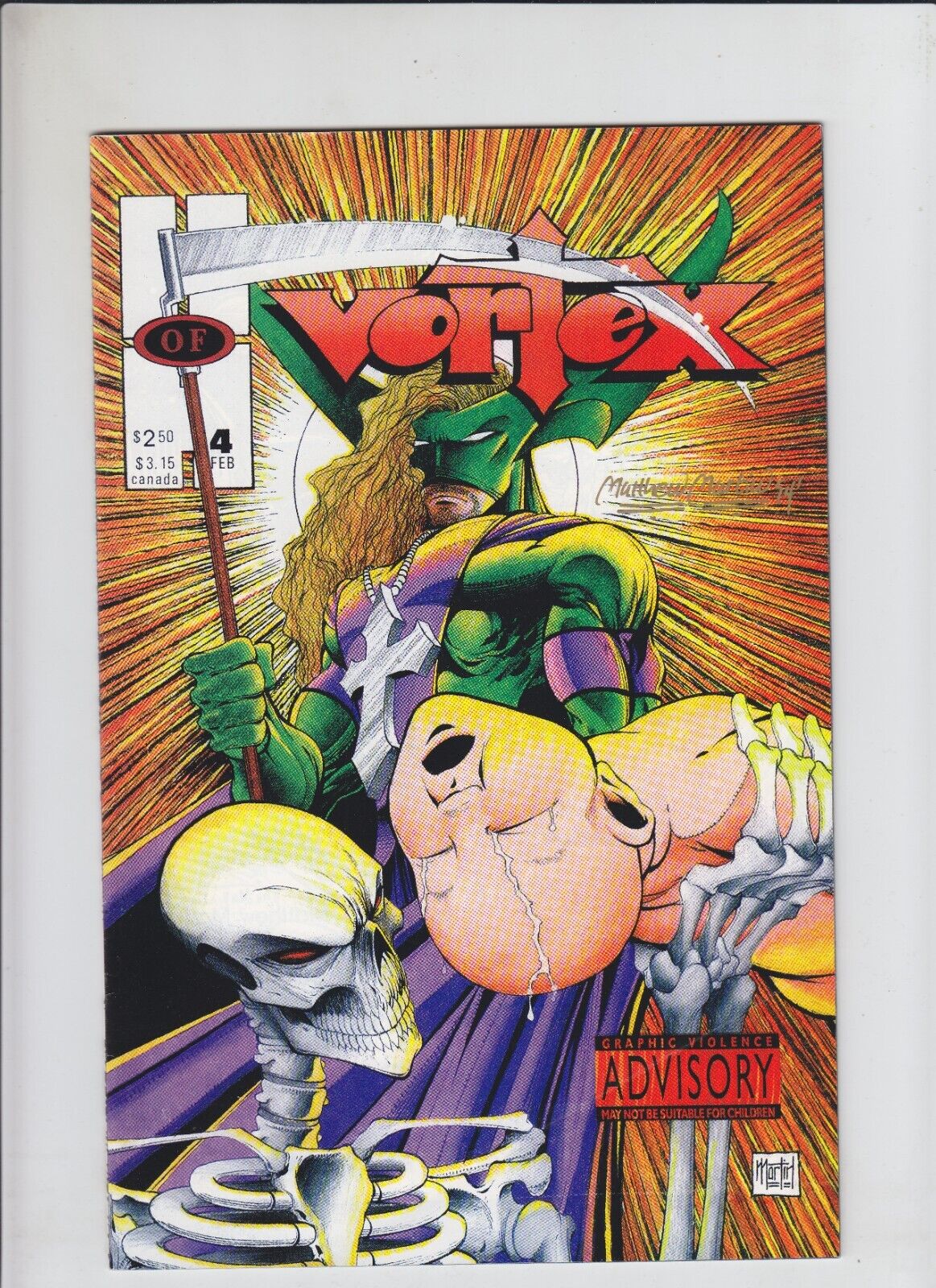 Vortex #4 VF- Hall of Heroes - SIGNED by Matthew Martin - Dr Kilbourn - 1994