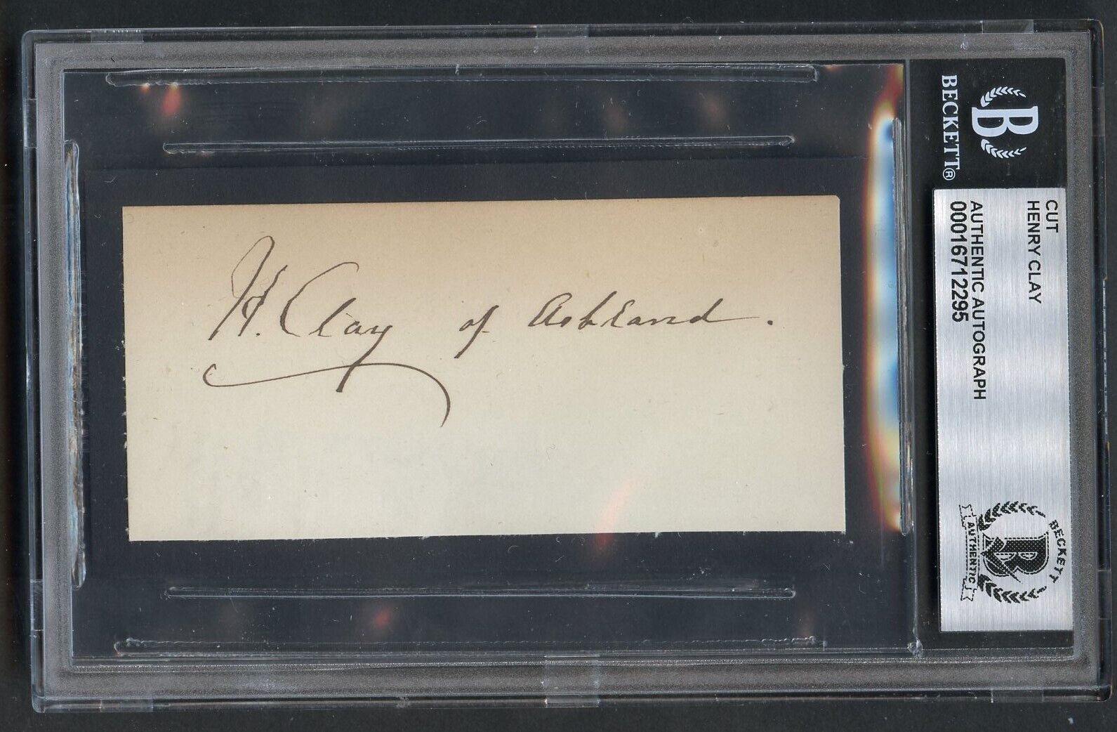 Henry Clay (1777-1852) autograph 2x3.5 cut US Secretary of State BAS Slabbed