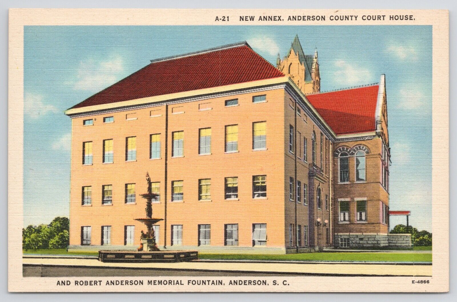 Anderson South Carolina New Annex County Courthouse Linen Postcard