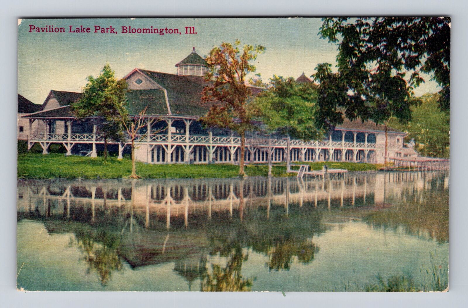Bloomington IL-Illinois, Pavilion Lake Park, Antique, Vintage c1911 Postcard
