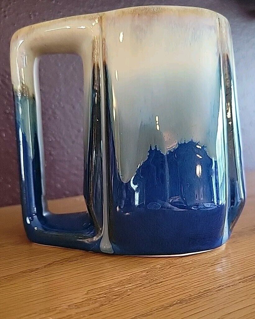  Vintage Signed Rodolfo Padilla Blue Drip Glaze Stoneware 4\