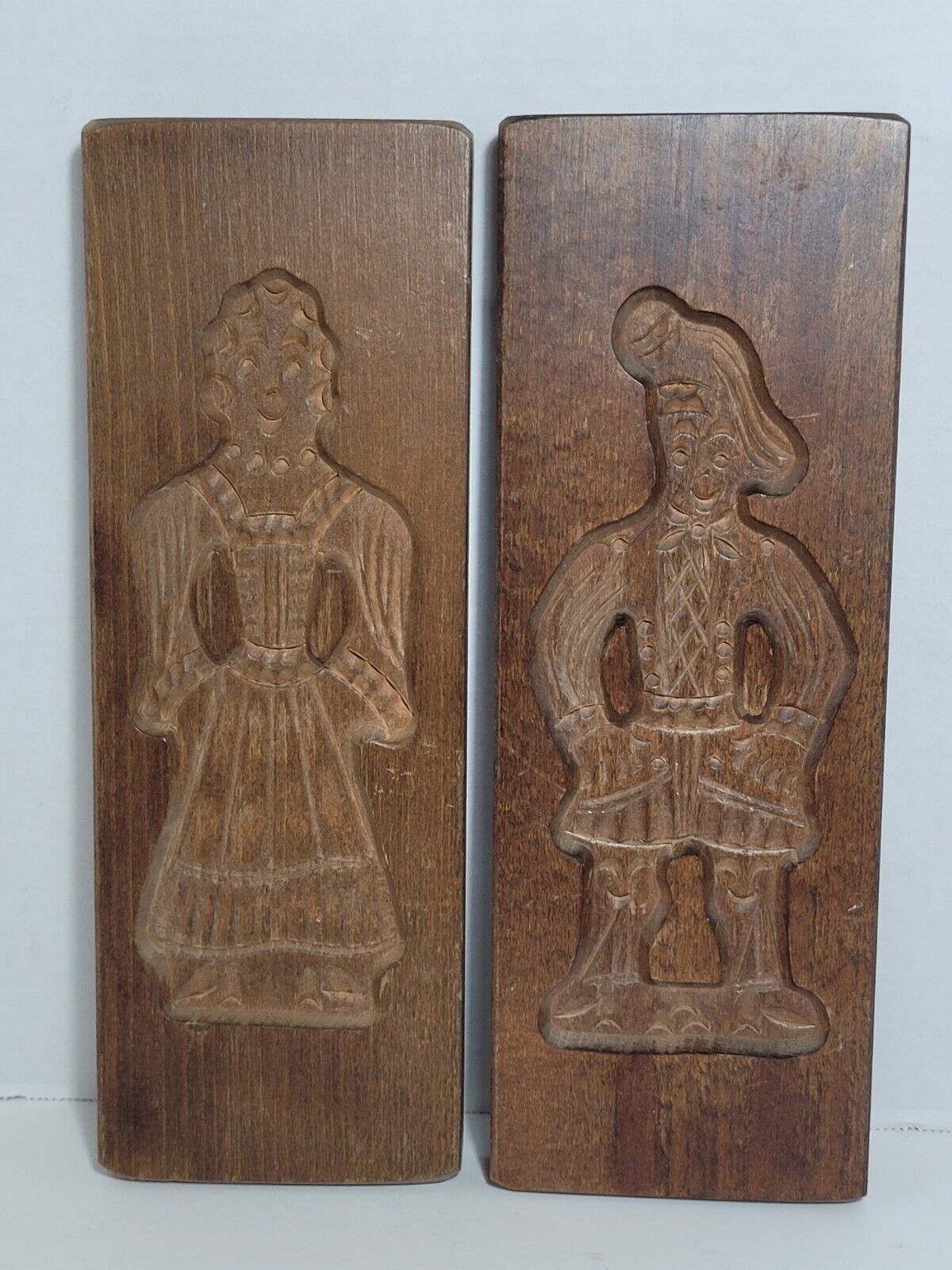 Pair of 1970\'s Wooden Man and Woman Speculoos Cookie Molds/Wall Hangings