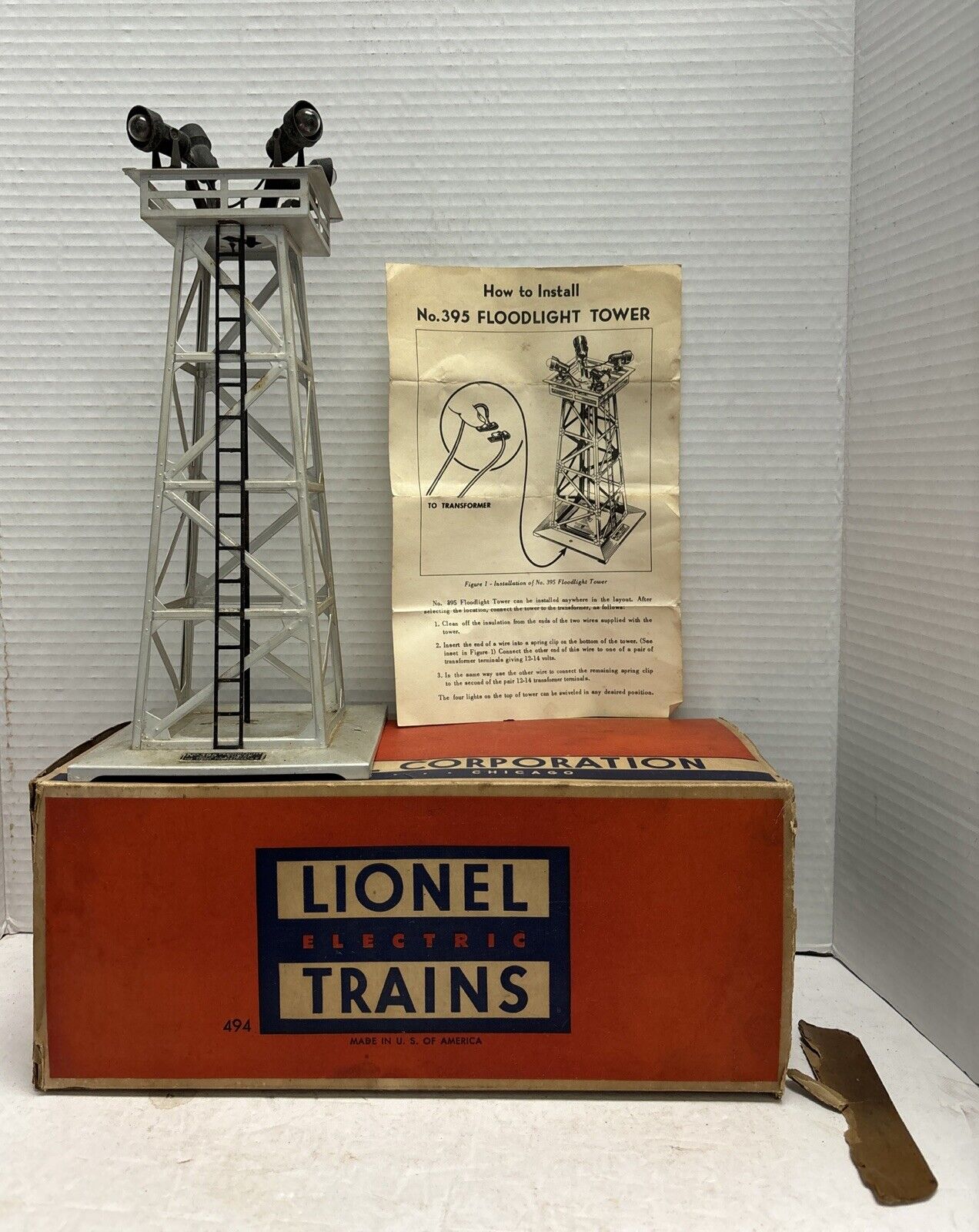 Lionel No. 494 Rotating Beacon ~ FloodLight Tower #395 Vintage Read
