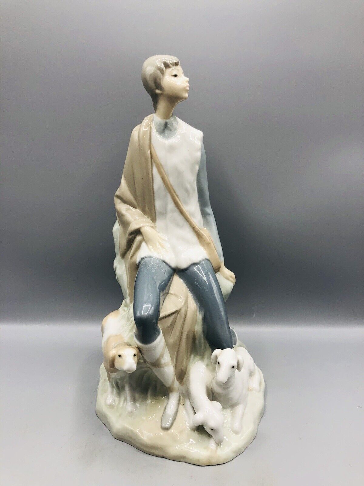 NAO by Lladro 10.5” Shepherd Boy with Dog & Lambs Figure Made in Spain