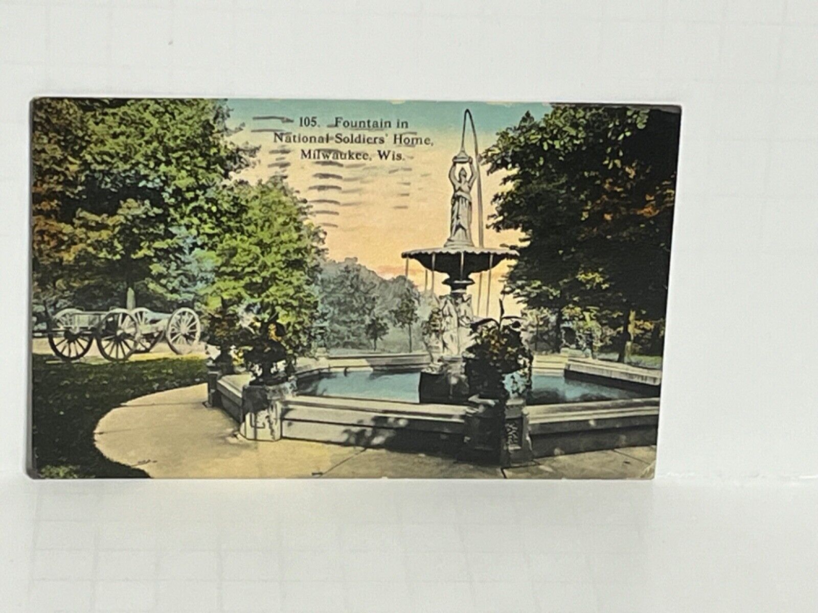 Postcard Fountain in National Soldiers Home Milwaukee Wisconsin WI c1912 A66