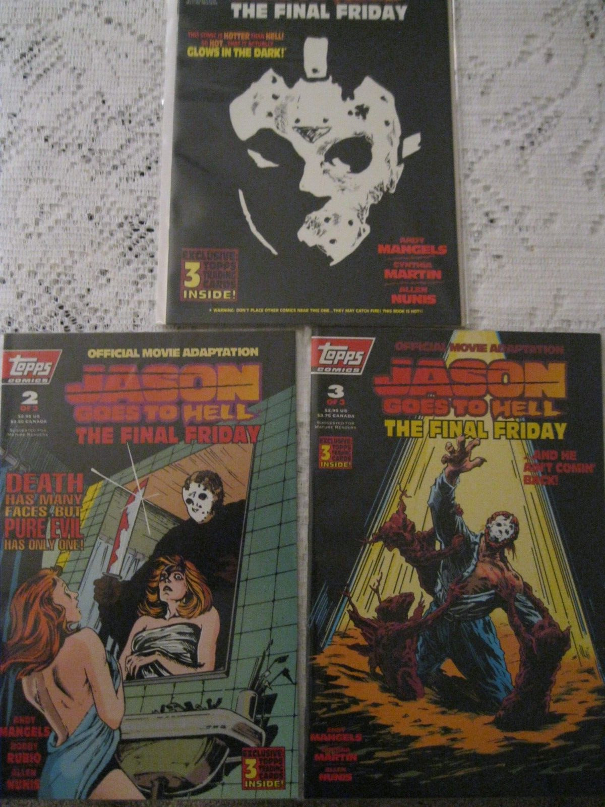 Jason Goes To Hell, Full Set, #1, 2, 3. 1st Jason Voorhees. Glow In The Dark