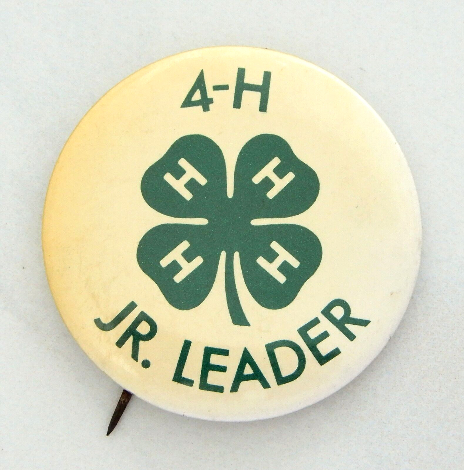 4H Jr Leader Pin Pinback Vintage 4 H Clover Button Farm Fair Animal Green