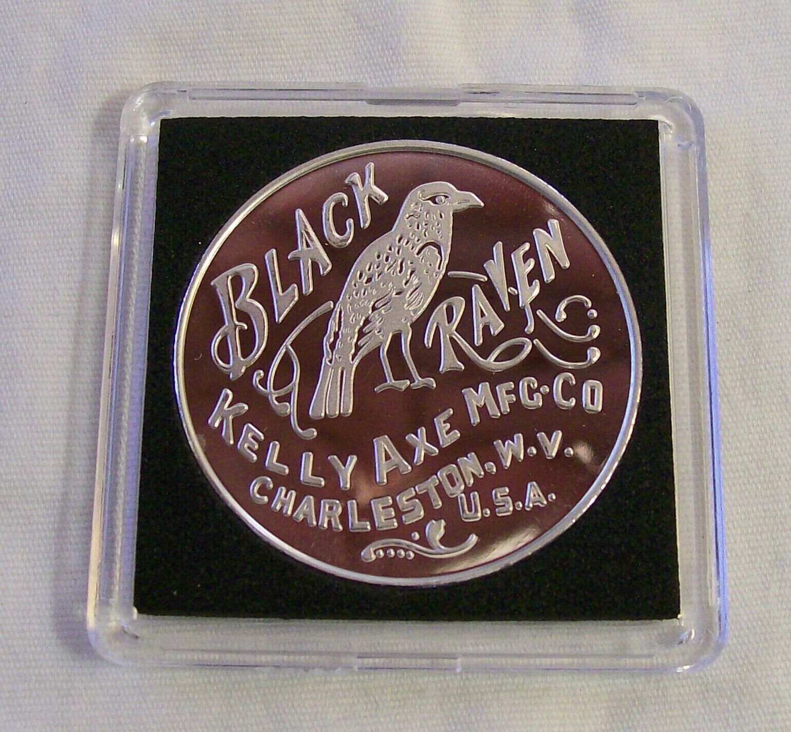 RARE BLACK RAVEN EMBOSSED AXE 1 OZ. PURE .999 SILVER ROUND PROOF COIN - #2/100