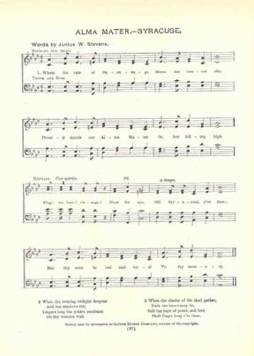 SYRACUSE UNIVERSITY Antique Alma Mater Song Sheet c1906 - Original
