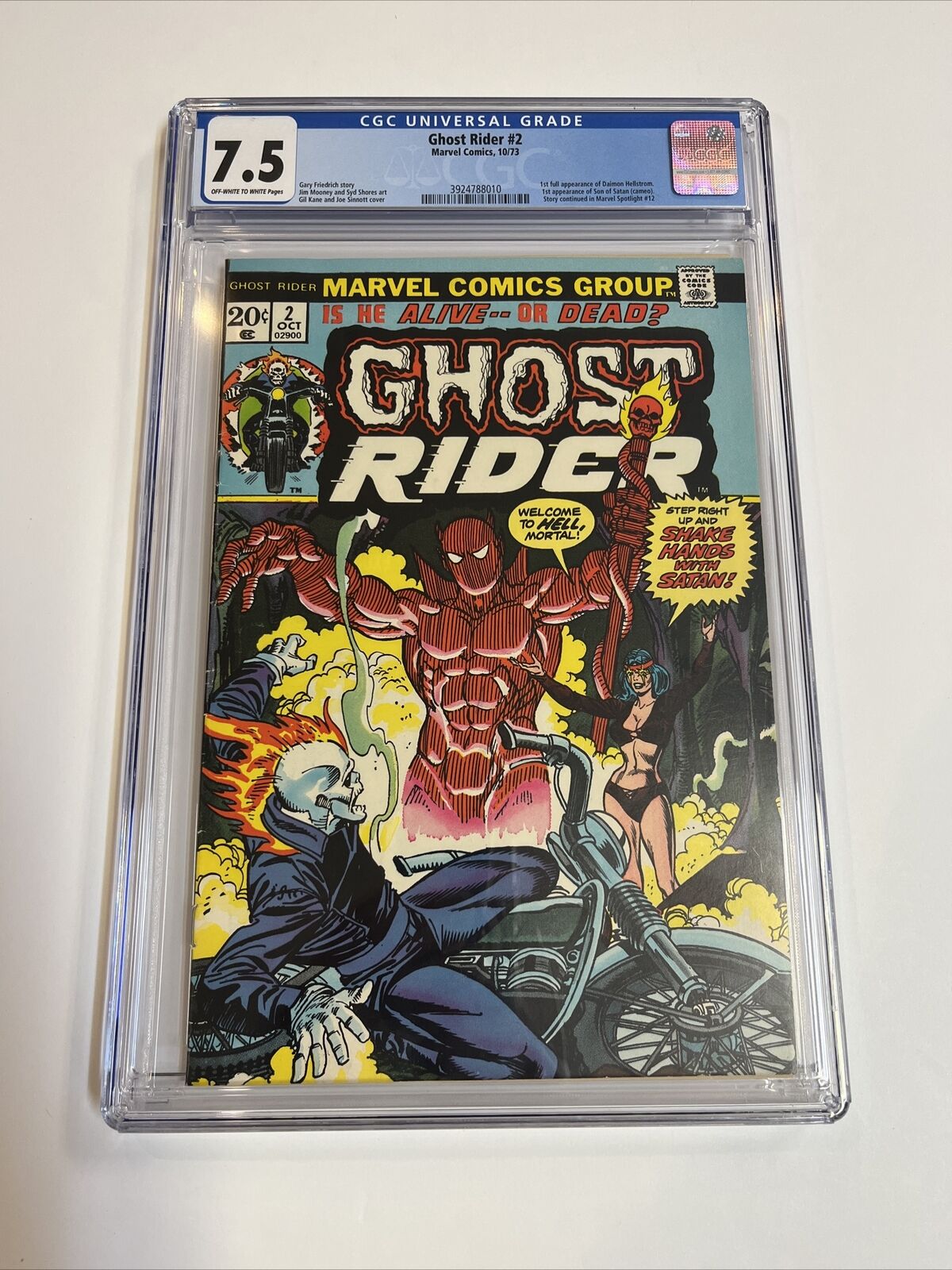Ghost Rider (1973) # 2 (CGC 7.5 OWTWP) 1st App Hellstorm & Son Of Satan